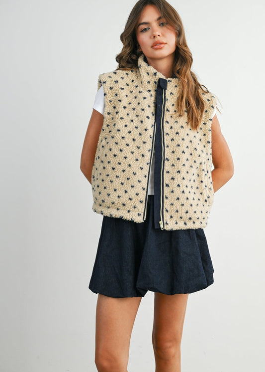 Navy Heart Fleece Vest