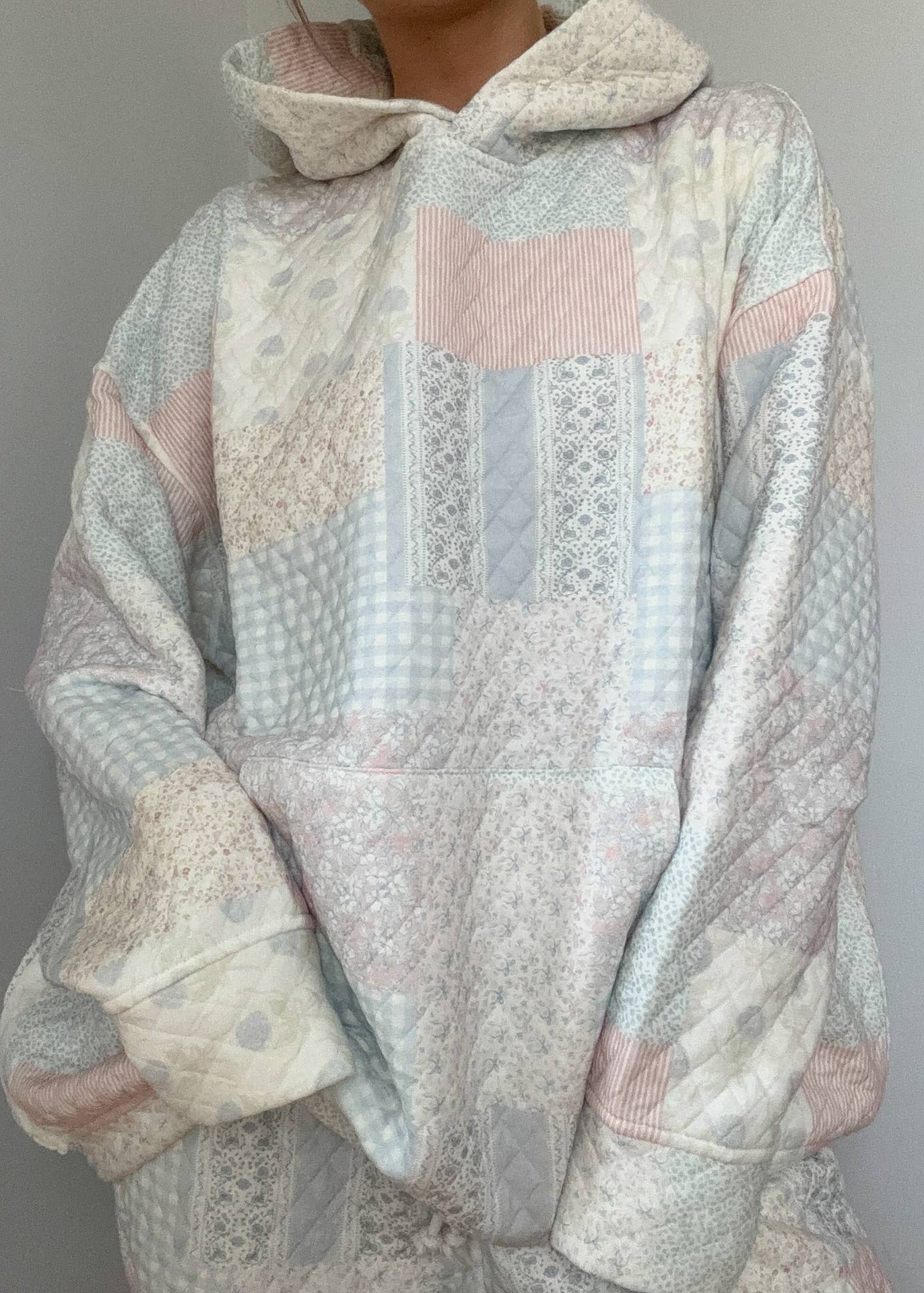 Quilted Pastel Hoodie : Shades of Blue