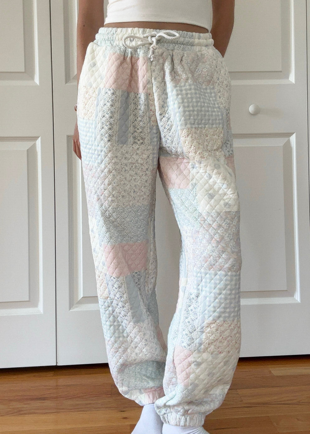 Quilted Pastel Joggers : Shades of Blue