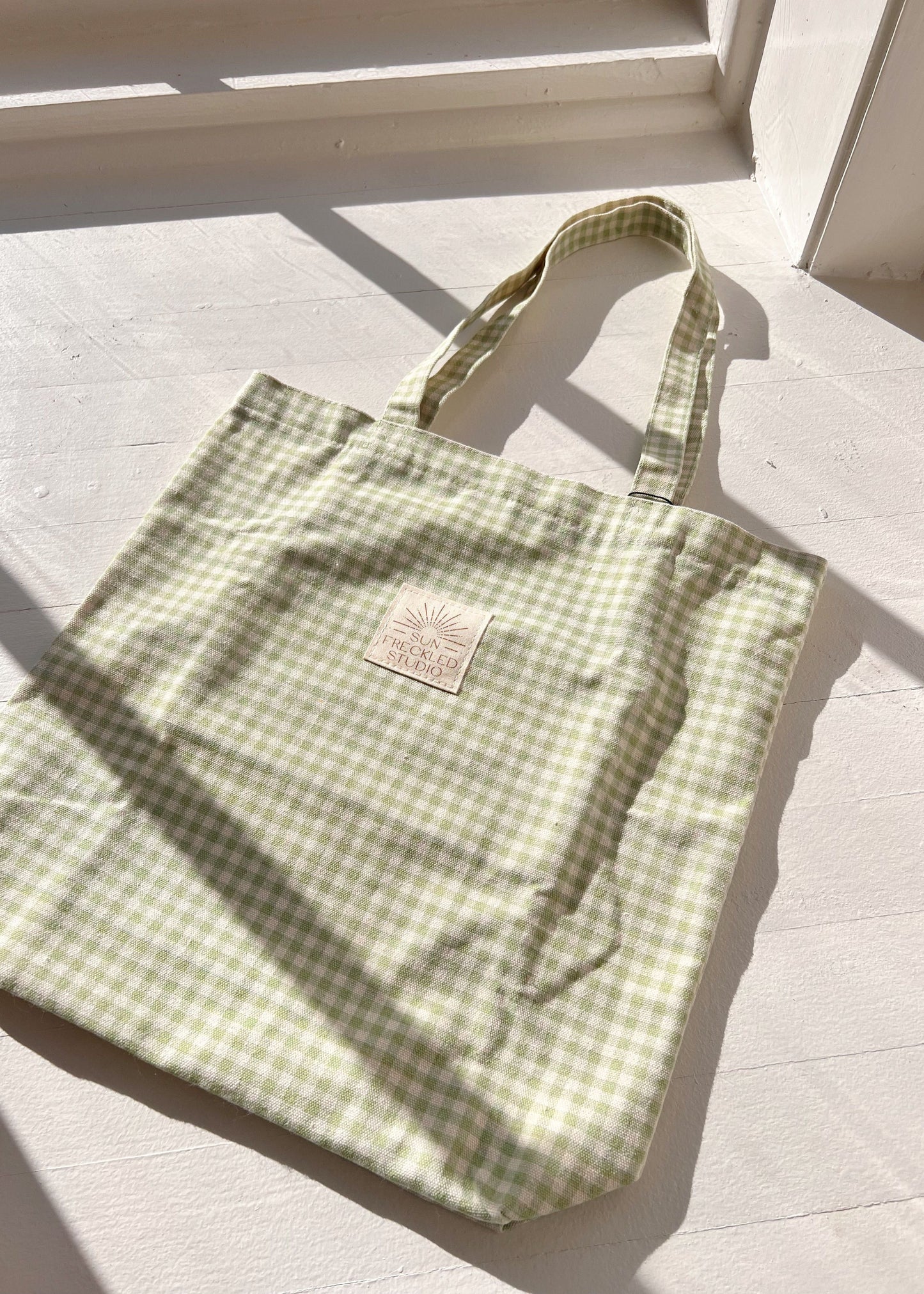 Sage Gingham Tote