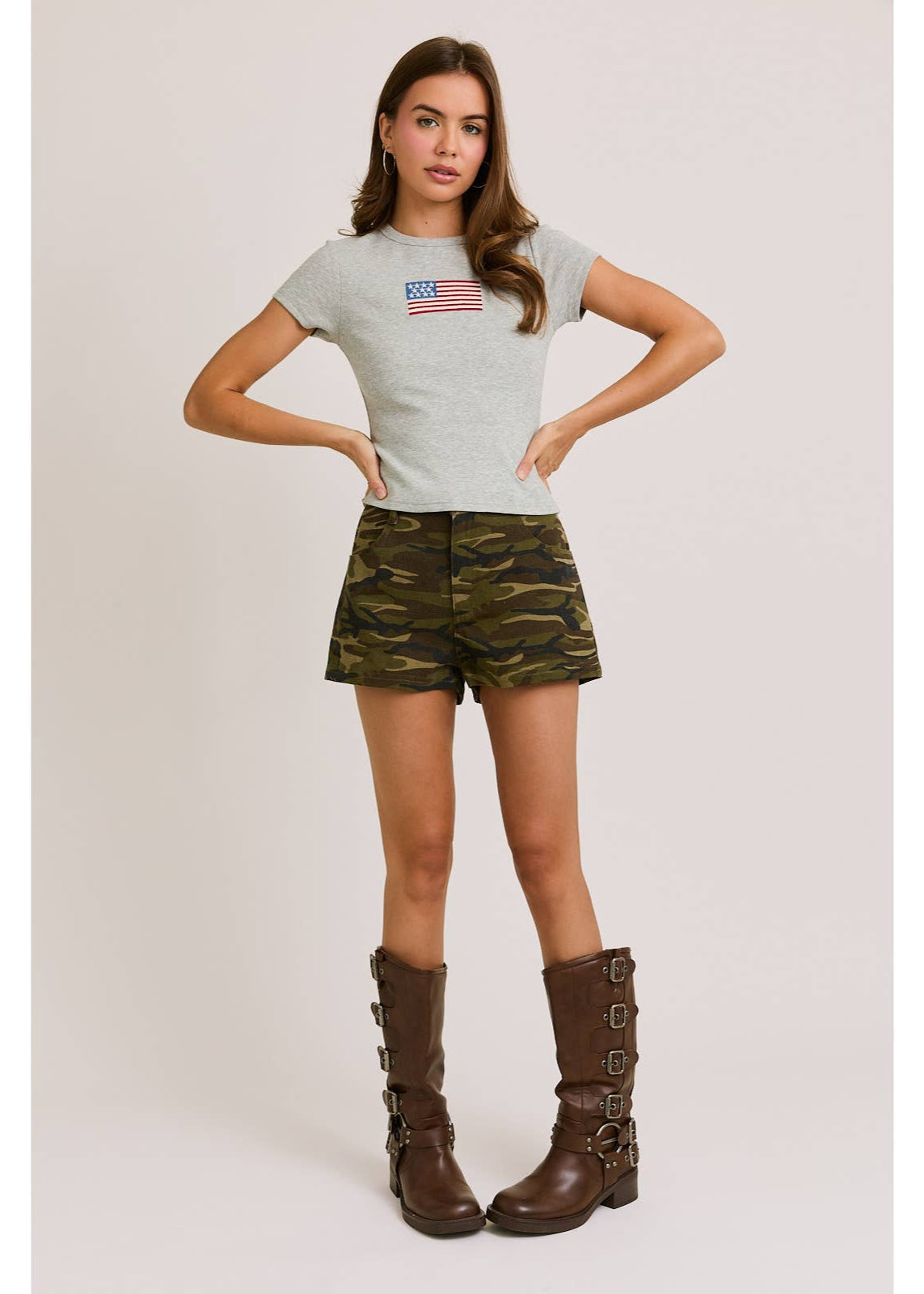 Camouflage Mid Rise Shorts