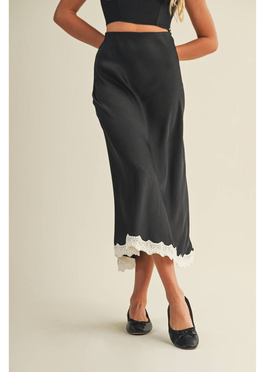 Lace Trim Maxi Skirt