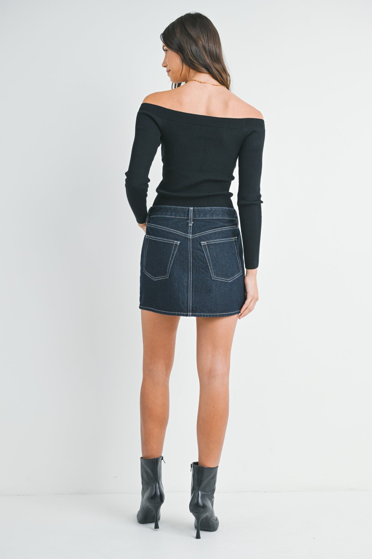 Dark Wash Mini Denim Skirt