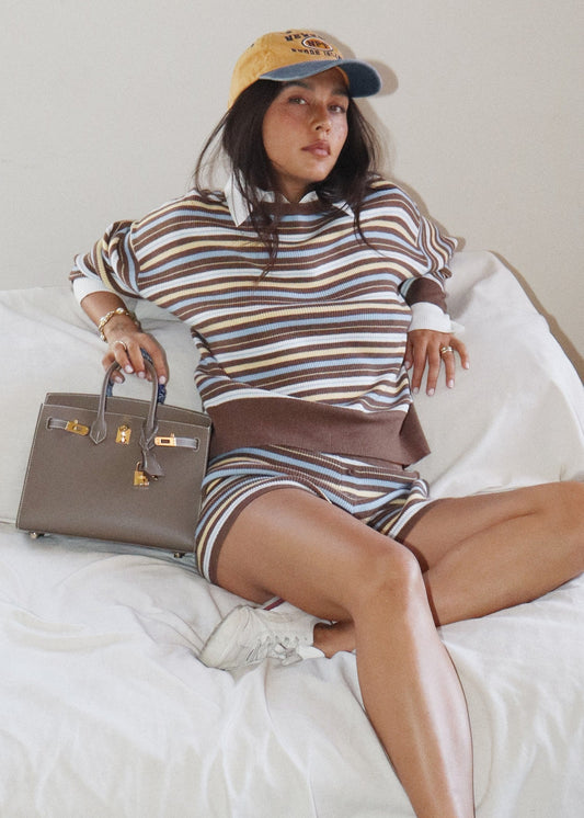 Striped Knit Collar Sweater