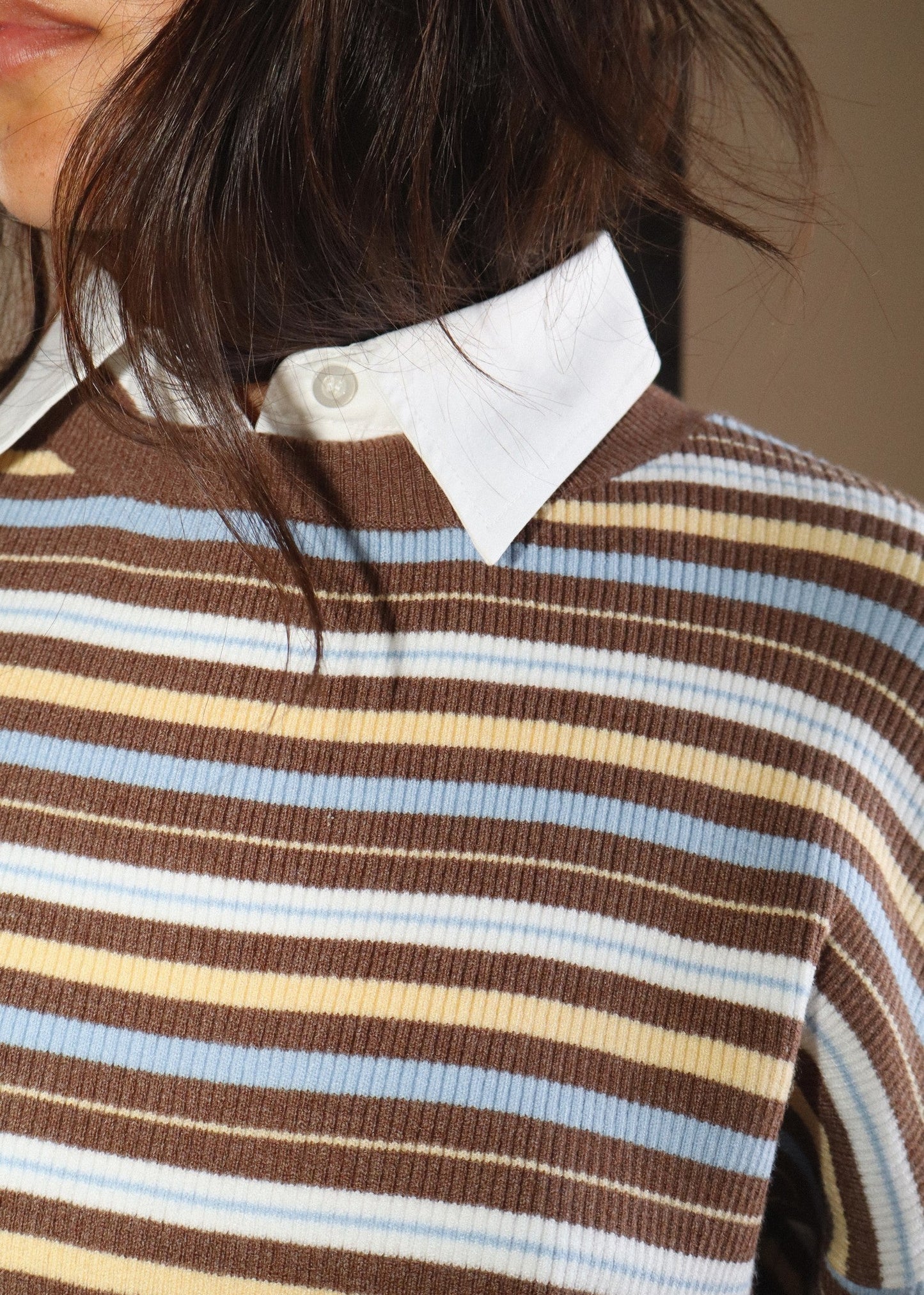 Striped Knit Collar Sweater