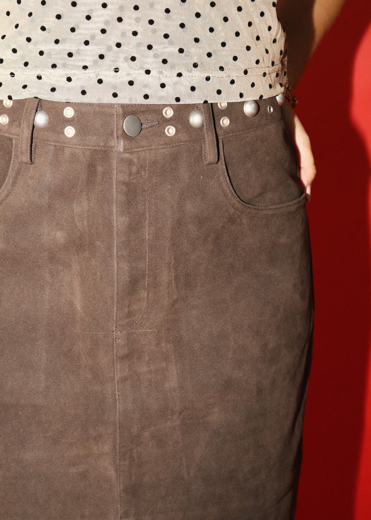 Studded Suede Skirt