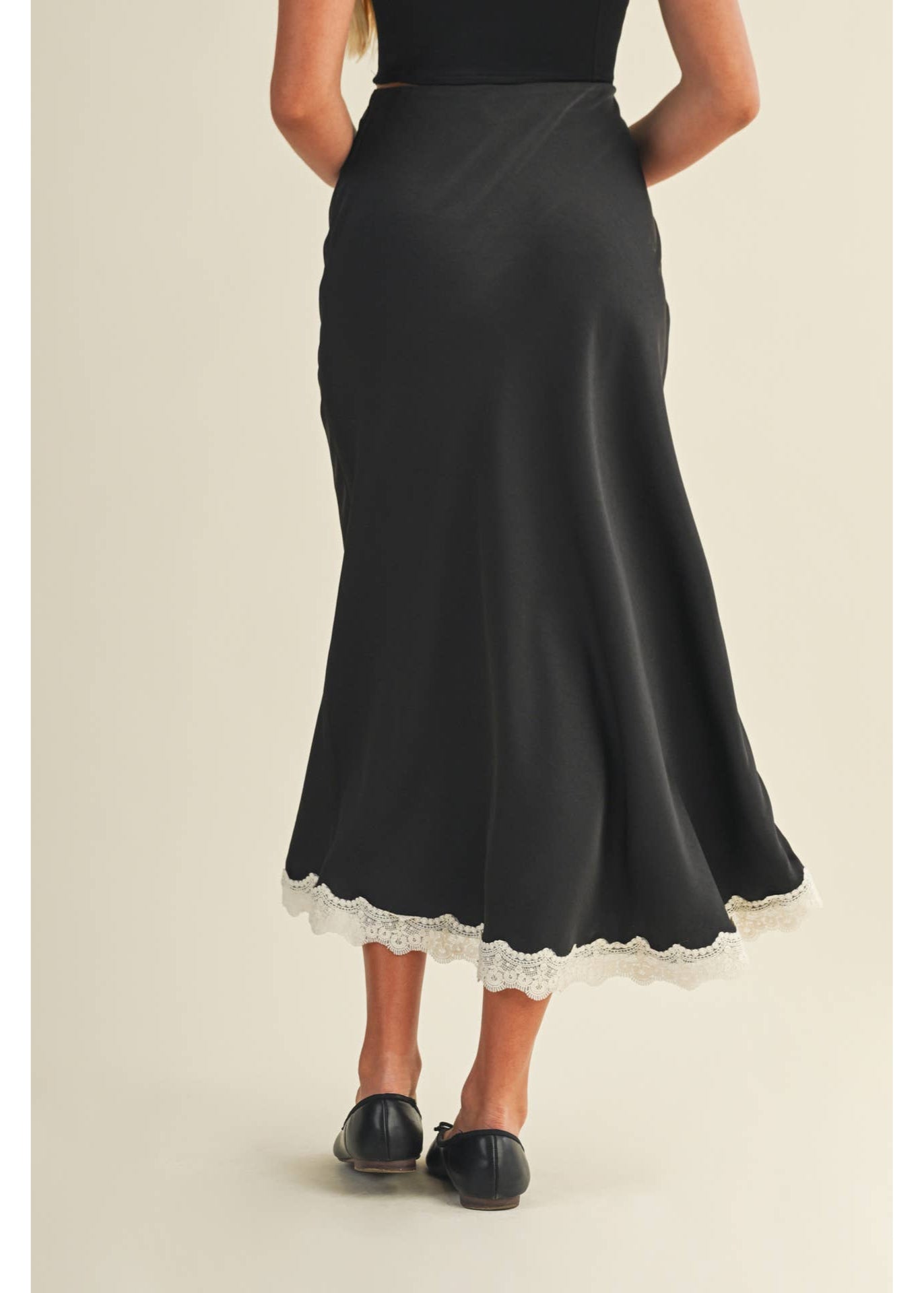 Lace Trim Maxi Skirt