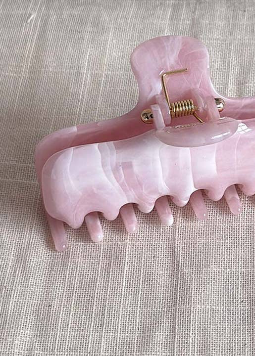 Pink Marble Large Hair Claw