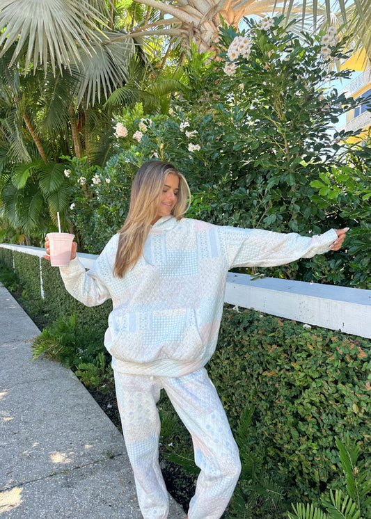 Quilted Pastel Joggers : Shades of Blue