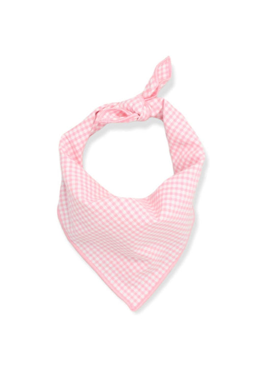 Embroidered Dog Bandana: Pink Gingham