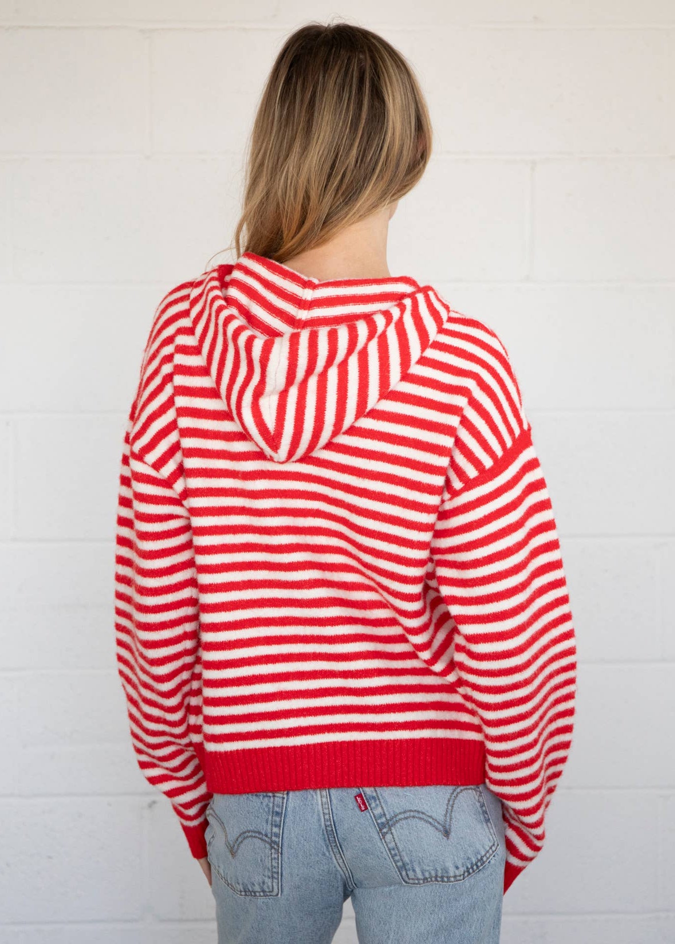 Red & White Zip Up Hoodie