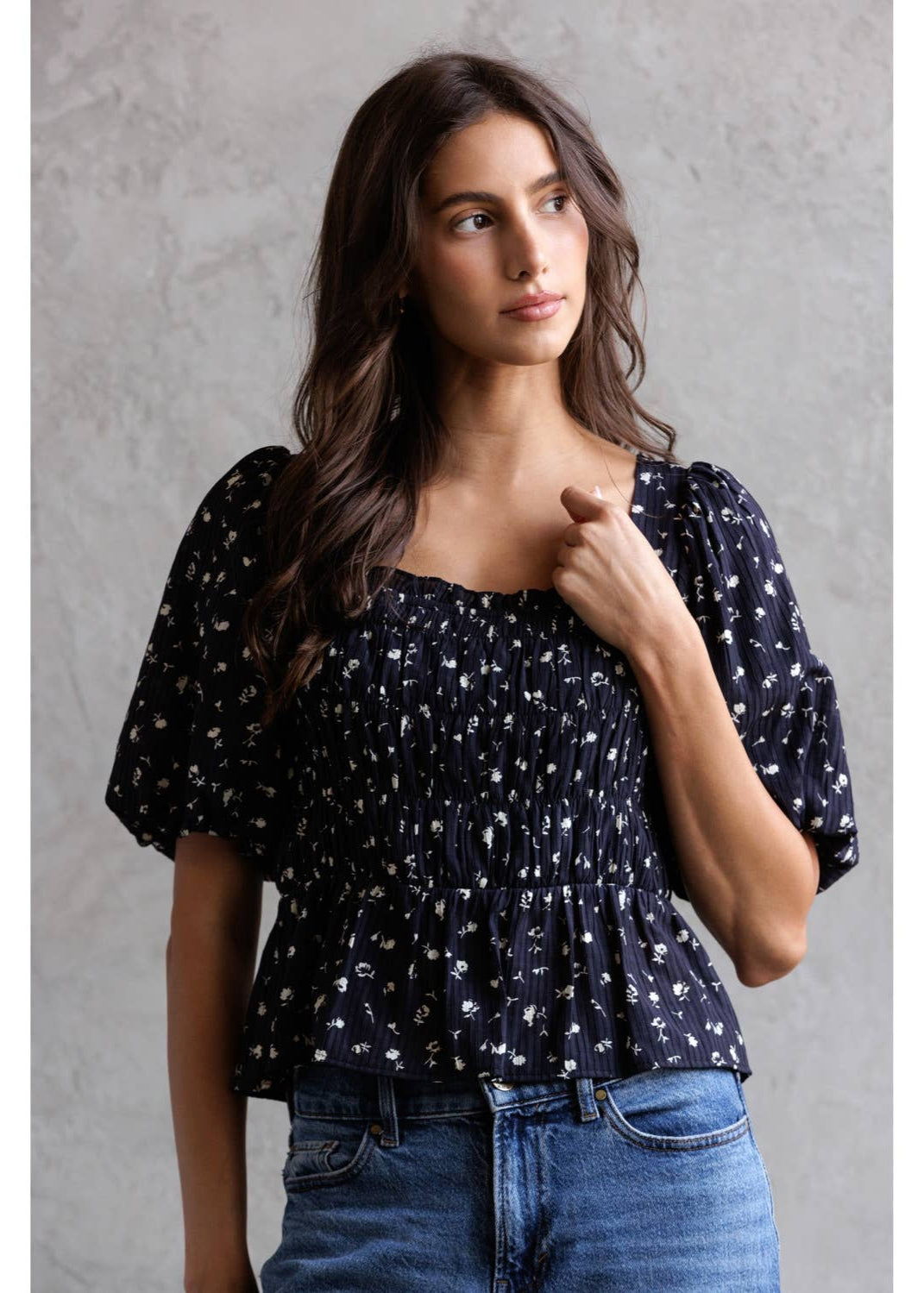 Smocked Peplum Top