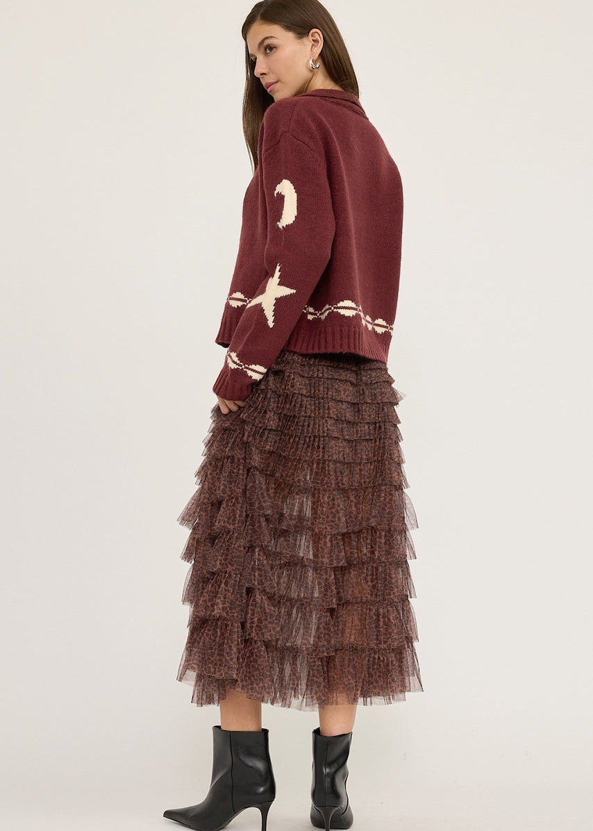 Patterned Zip Up Sweater