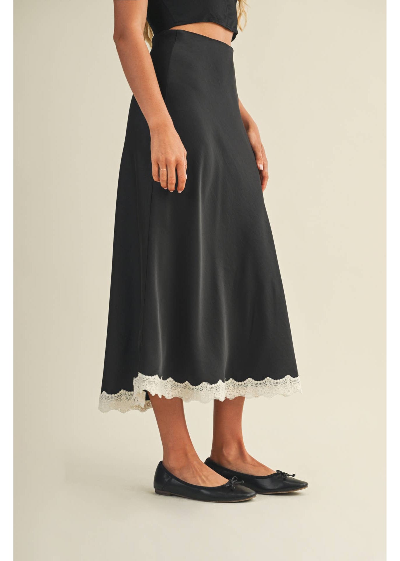 Lace Trim Maxi Skirt