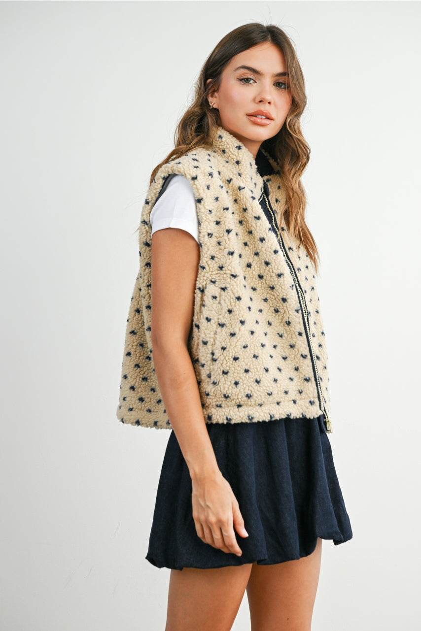 Navy Heart Fleece Vest