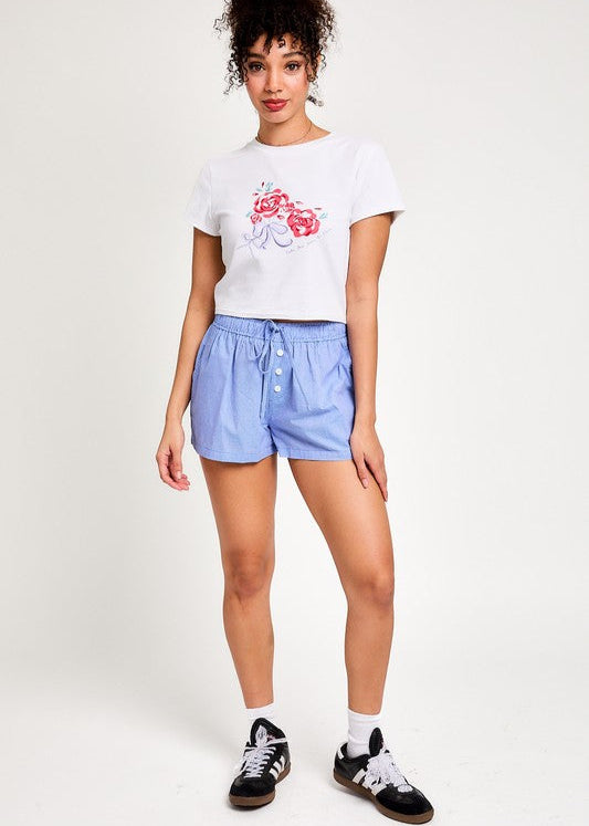 Waist Tie Checkered Shorts
