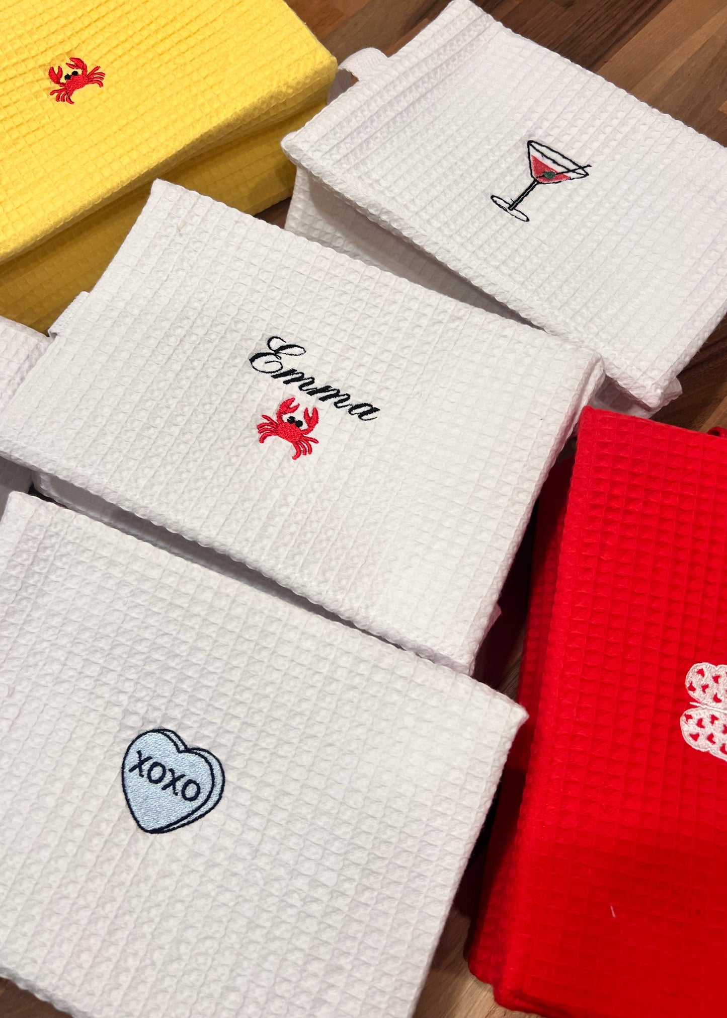 Embroidered Waffle Makeup Pouch