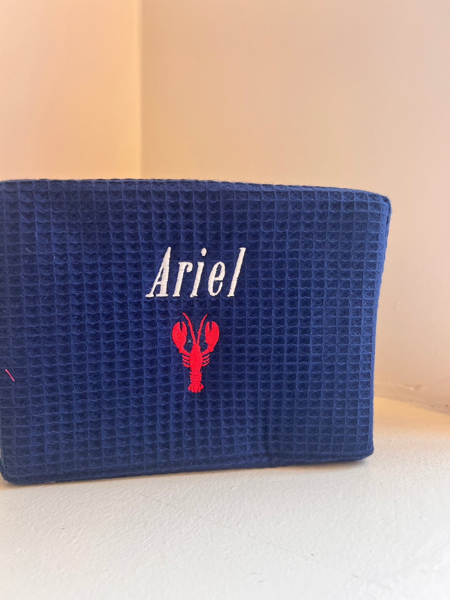 Embroidered Waffle Makeup Pouch