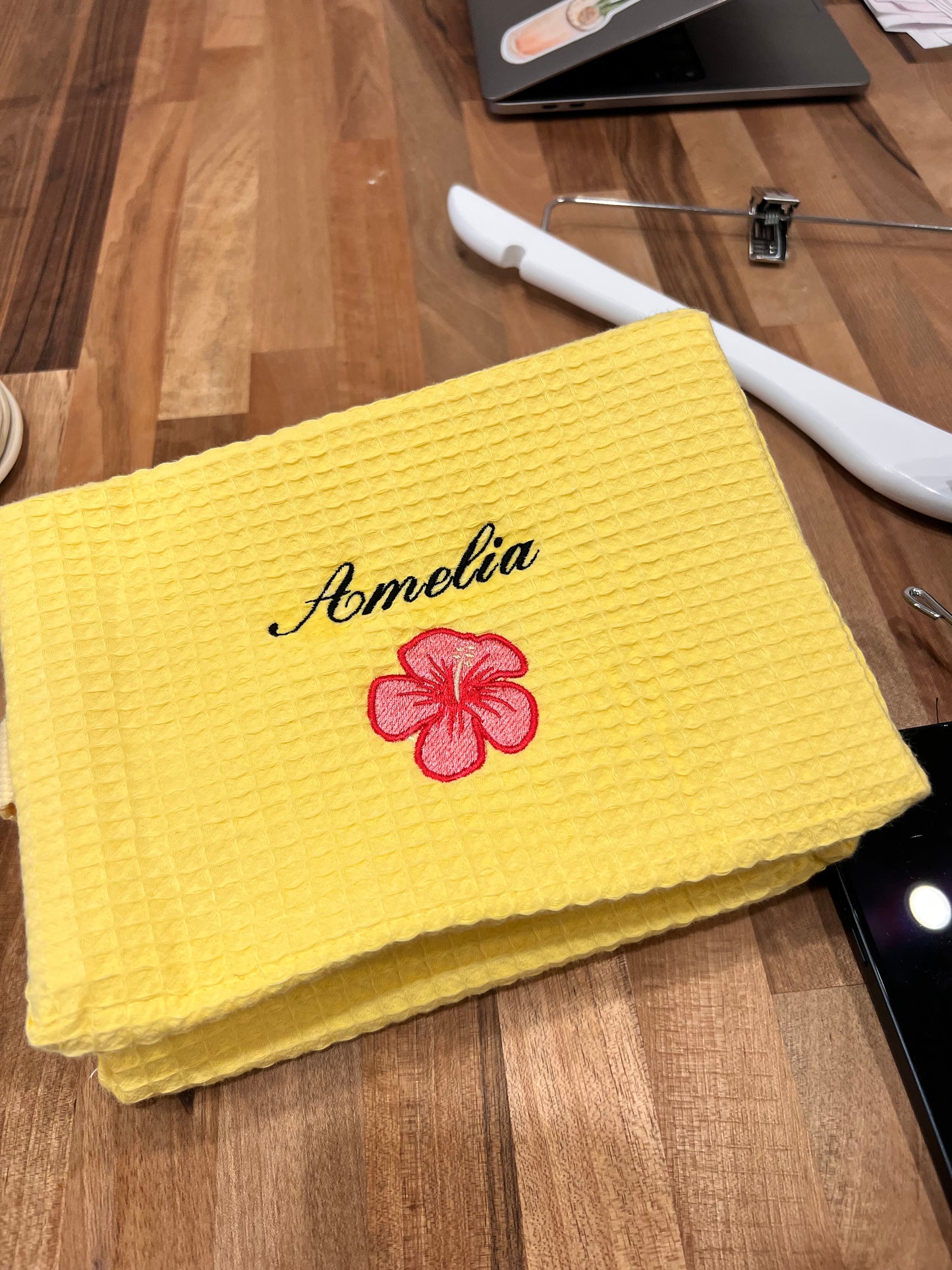 Embroidered Waffle Makeup Pouch