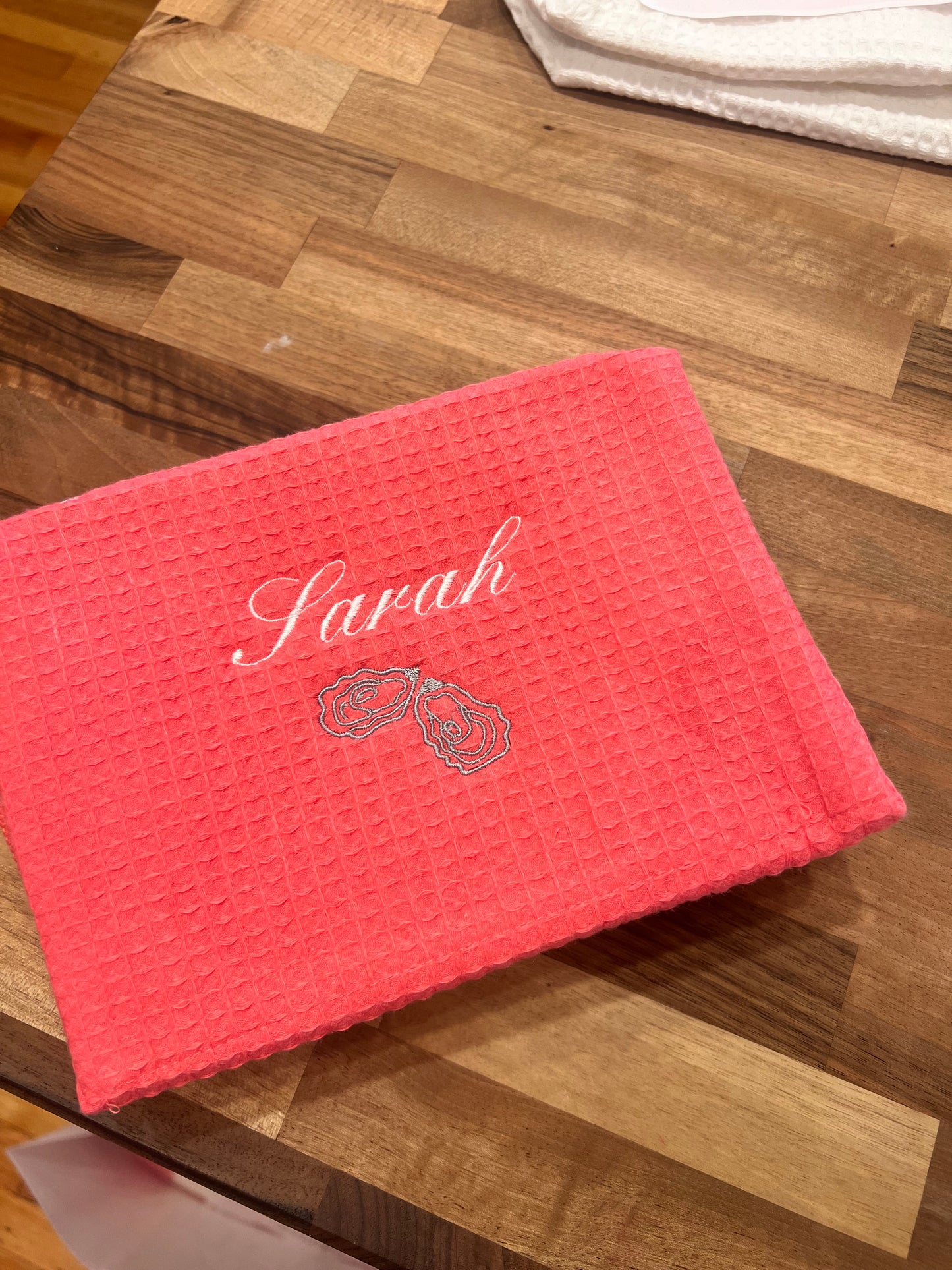 Embroidered Waffle Makeup Pouch