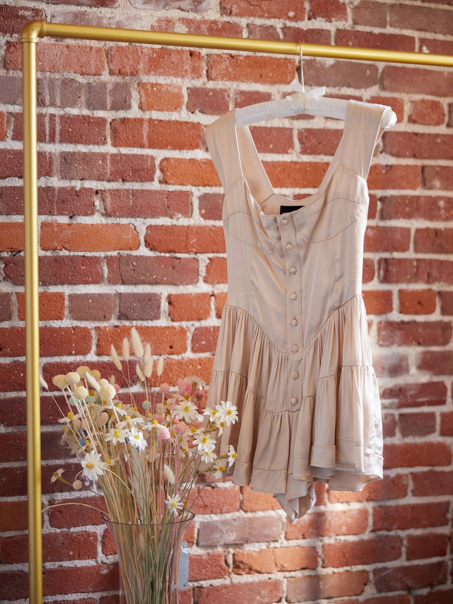Elisabeth Romper Dress in Cream Satin
