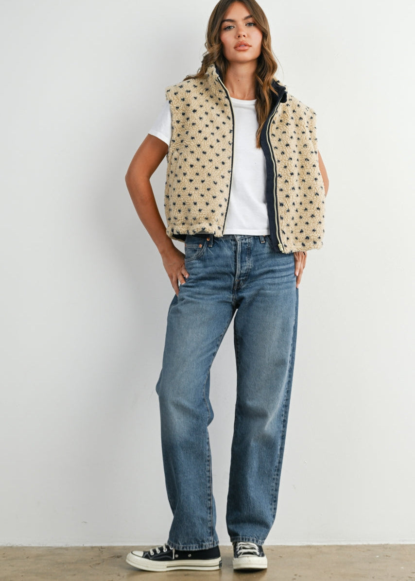 Navy Heart Fleece Vest