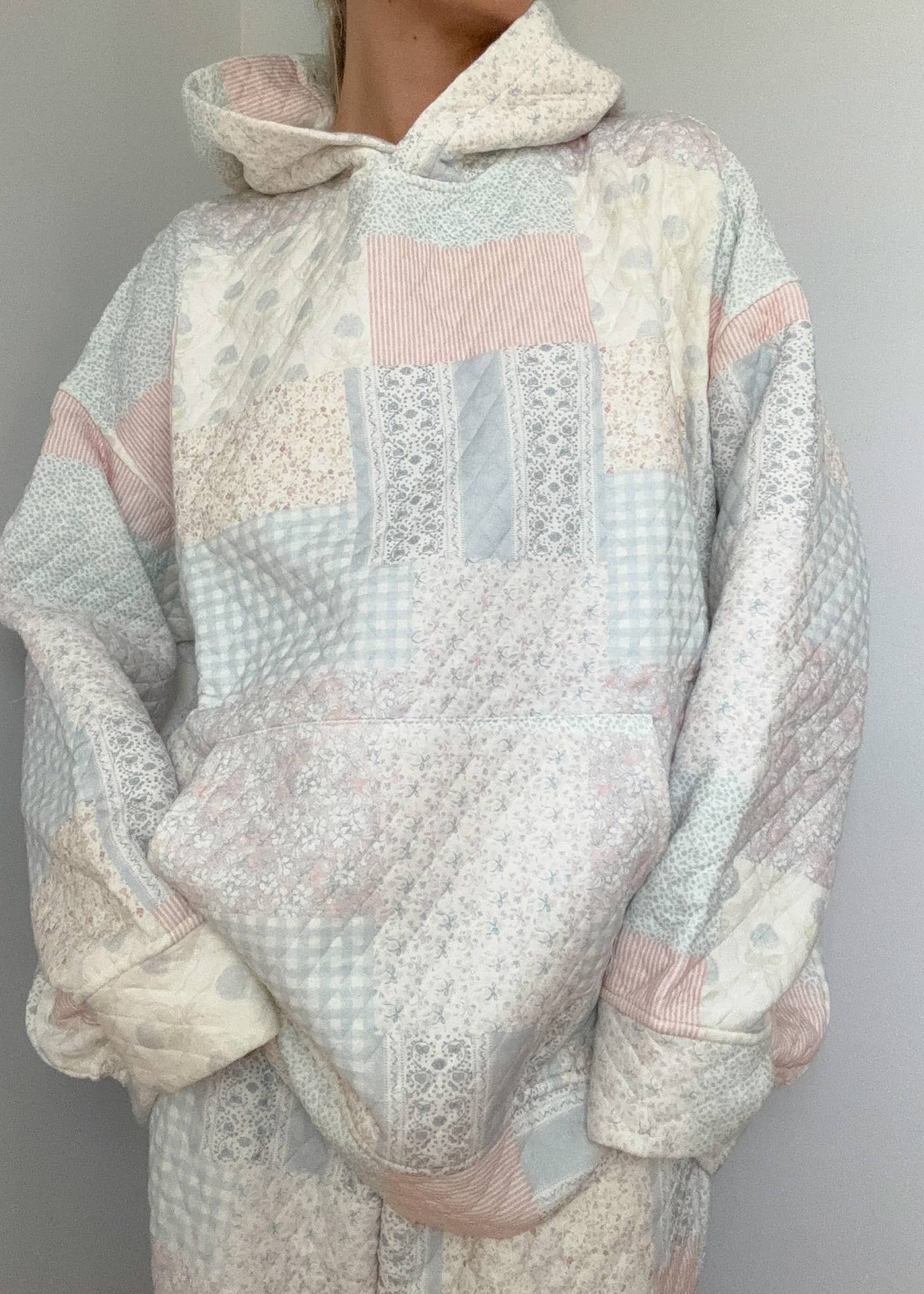 Quilted Pastel Hoodie : Shades of Blue