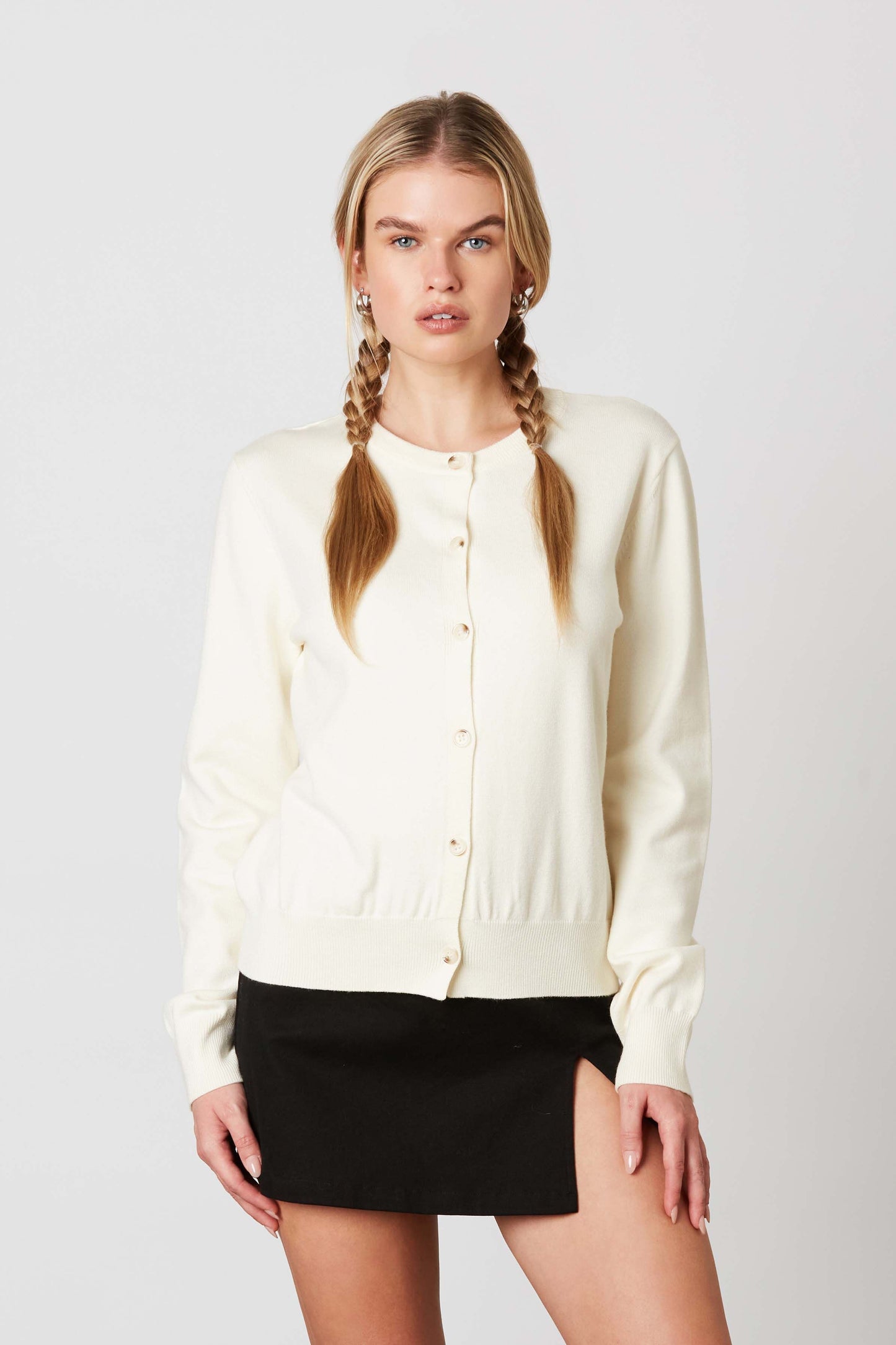 Button Down Cardigan in White