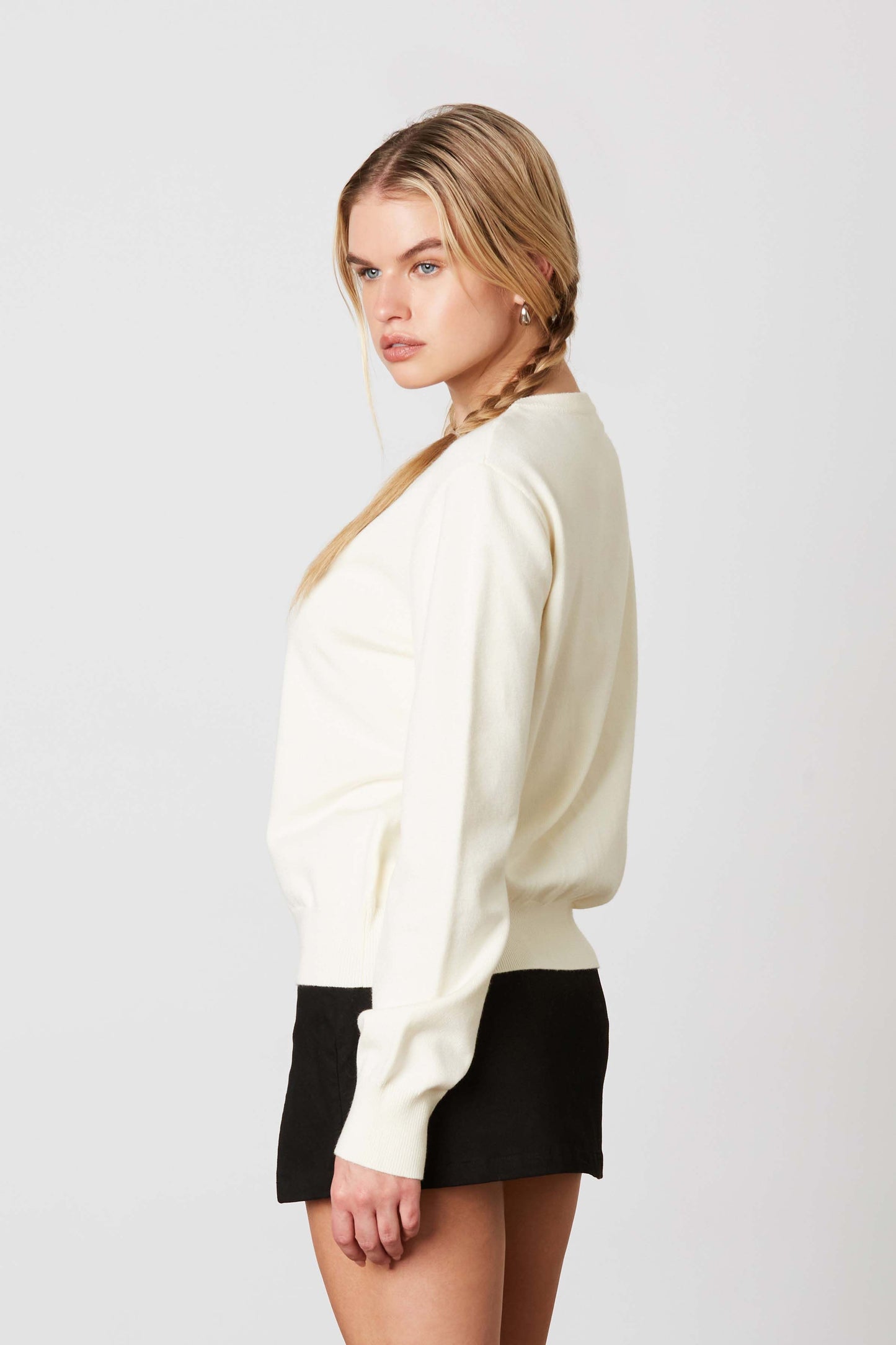 Button Down Cardigan in White