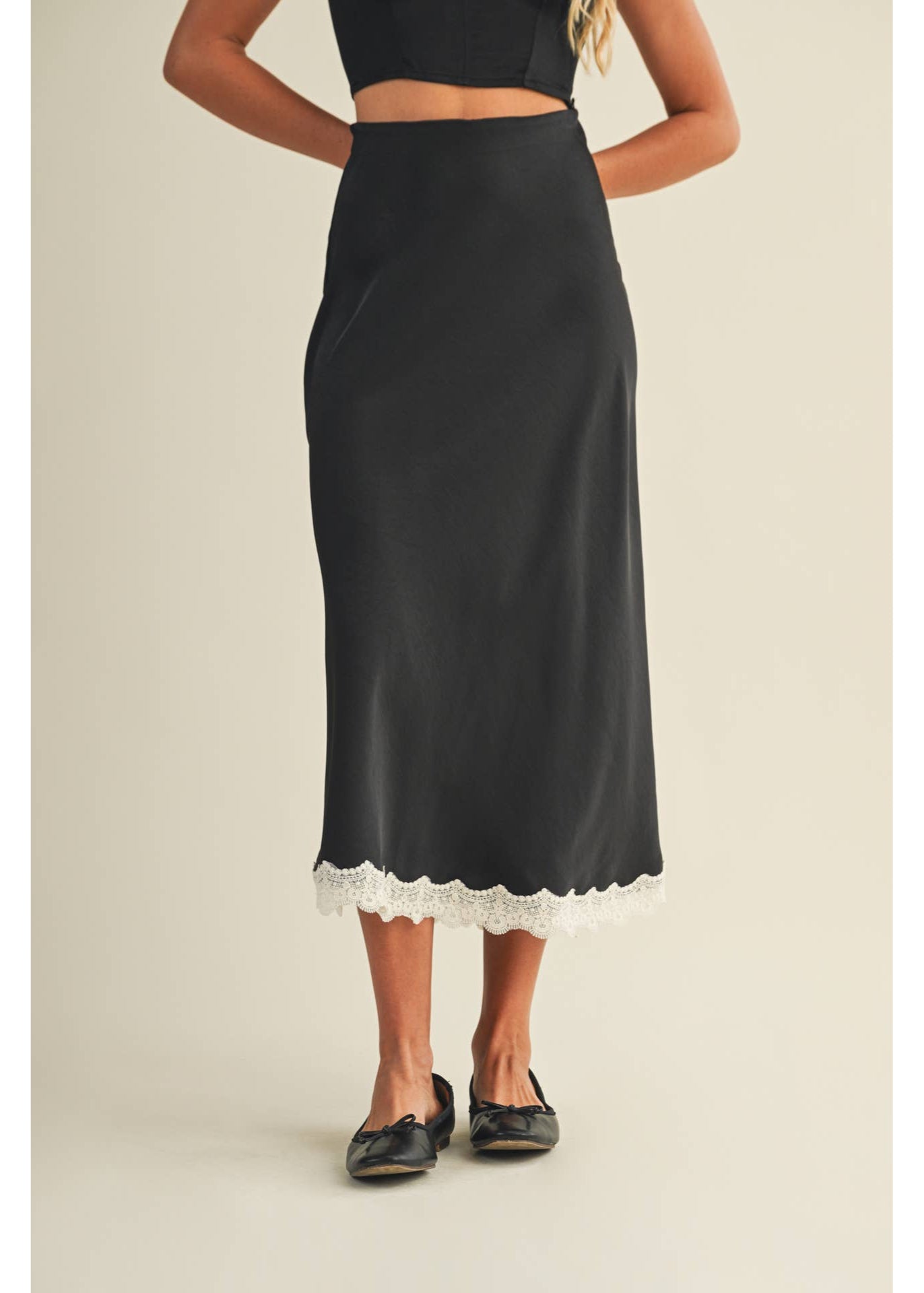 Lace Trim Maxi Skirt