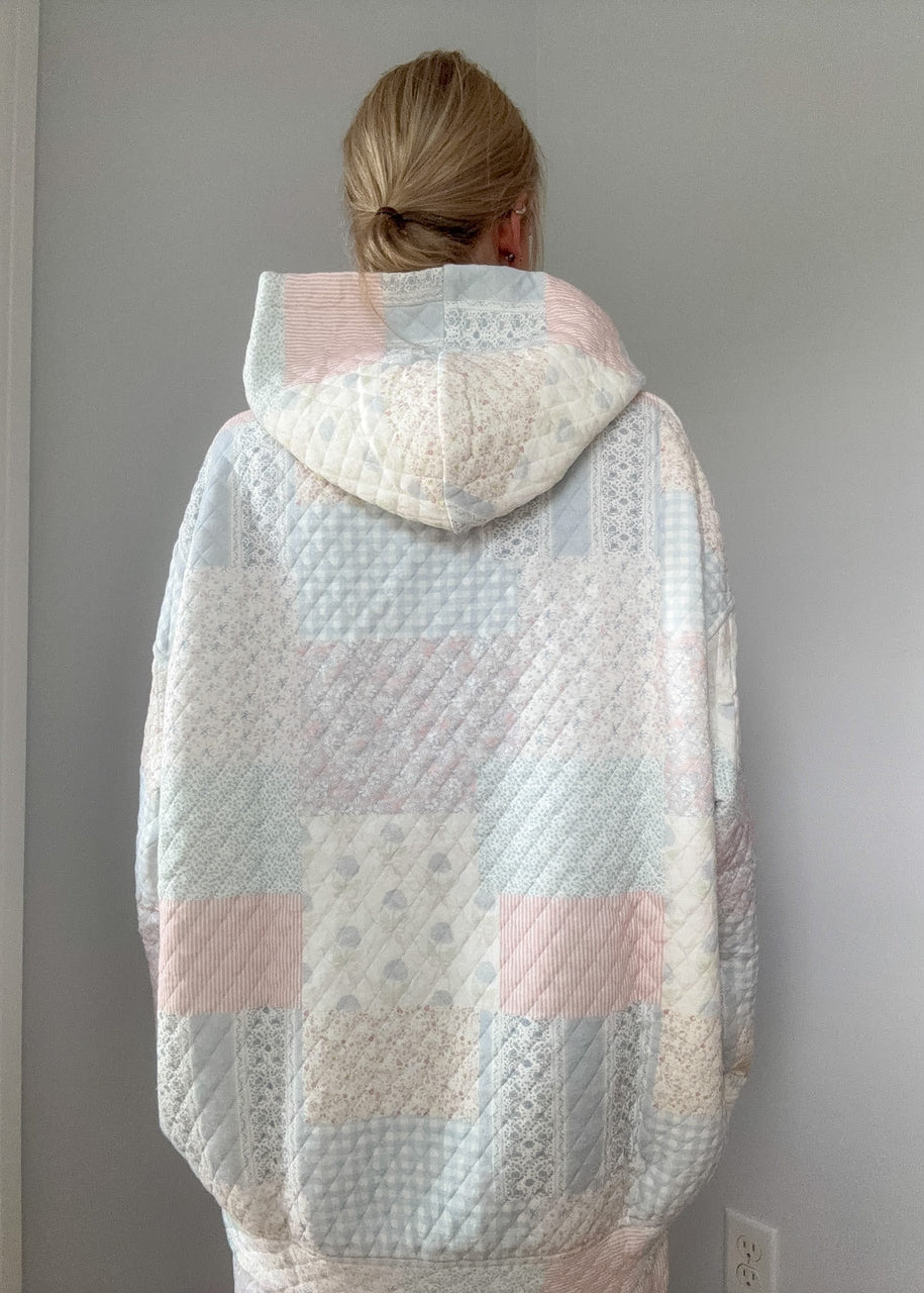 Quilted Pastel Hoodie : Shades of Blue