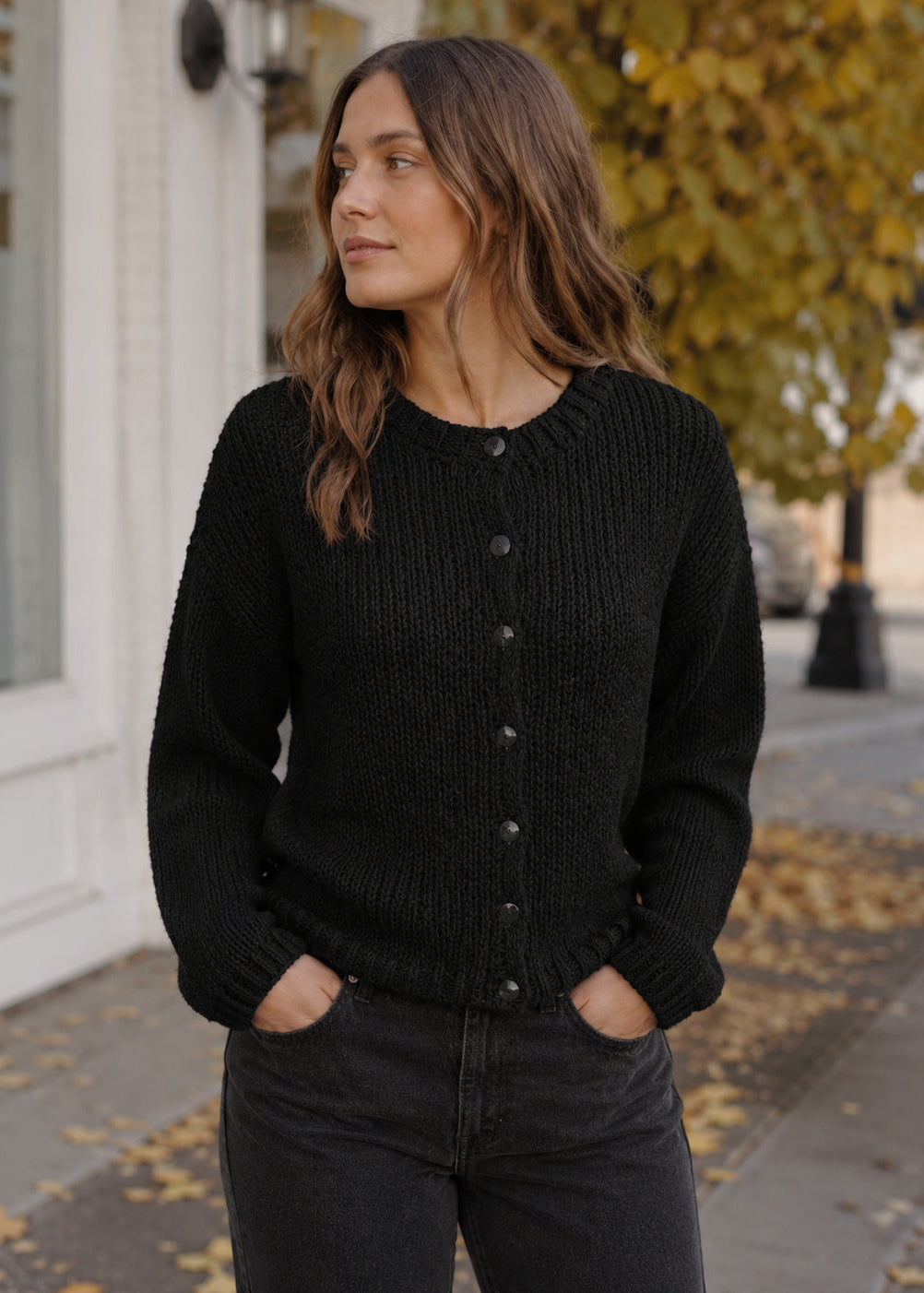 Textured Button Up in Black