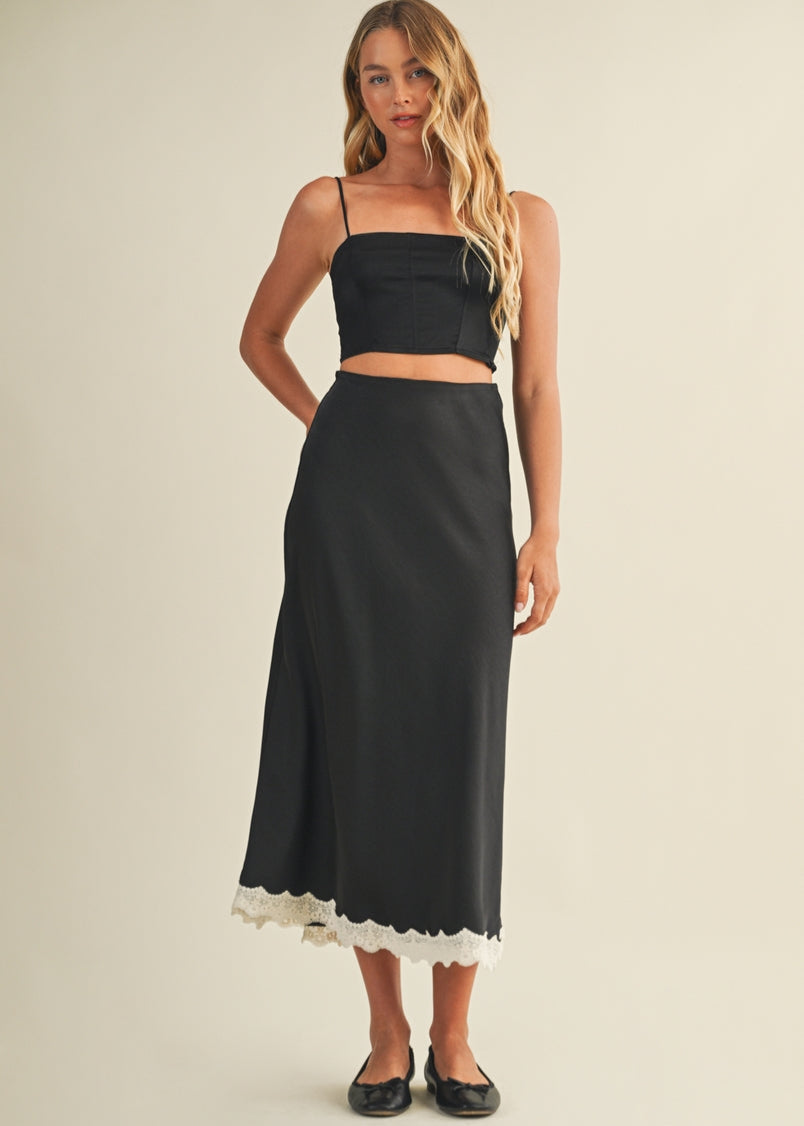 Lace Trim Maxi Skirt