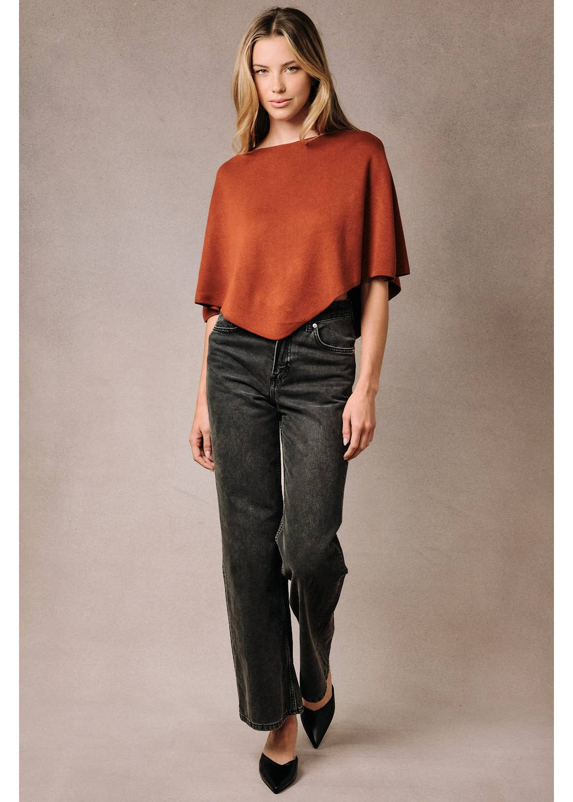 Boat Neck Knit Pullover in Rust