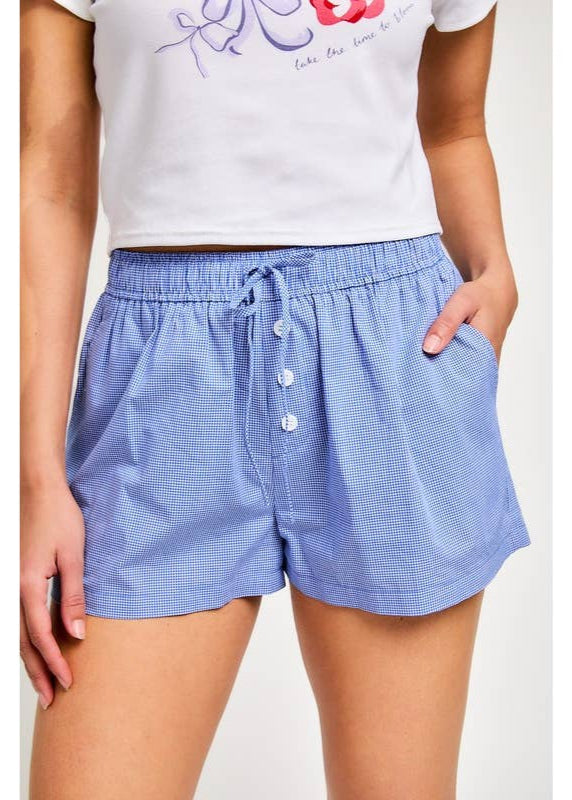 Waist Tie Checkered Shorts