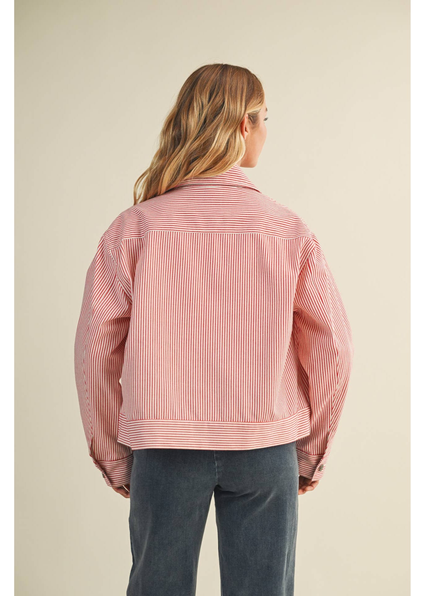 Red & White Striped Zip Up