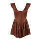 The Elisabeth Romper Dress in Chocolate Satin