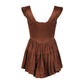 The Elisabeth Romper Dress in Chocolate Satin