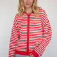Red & White Zip Up Hoodie