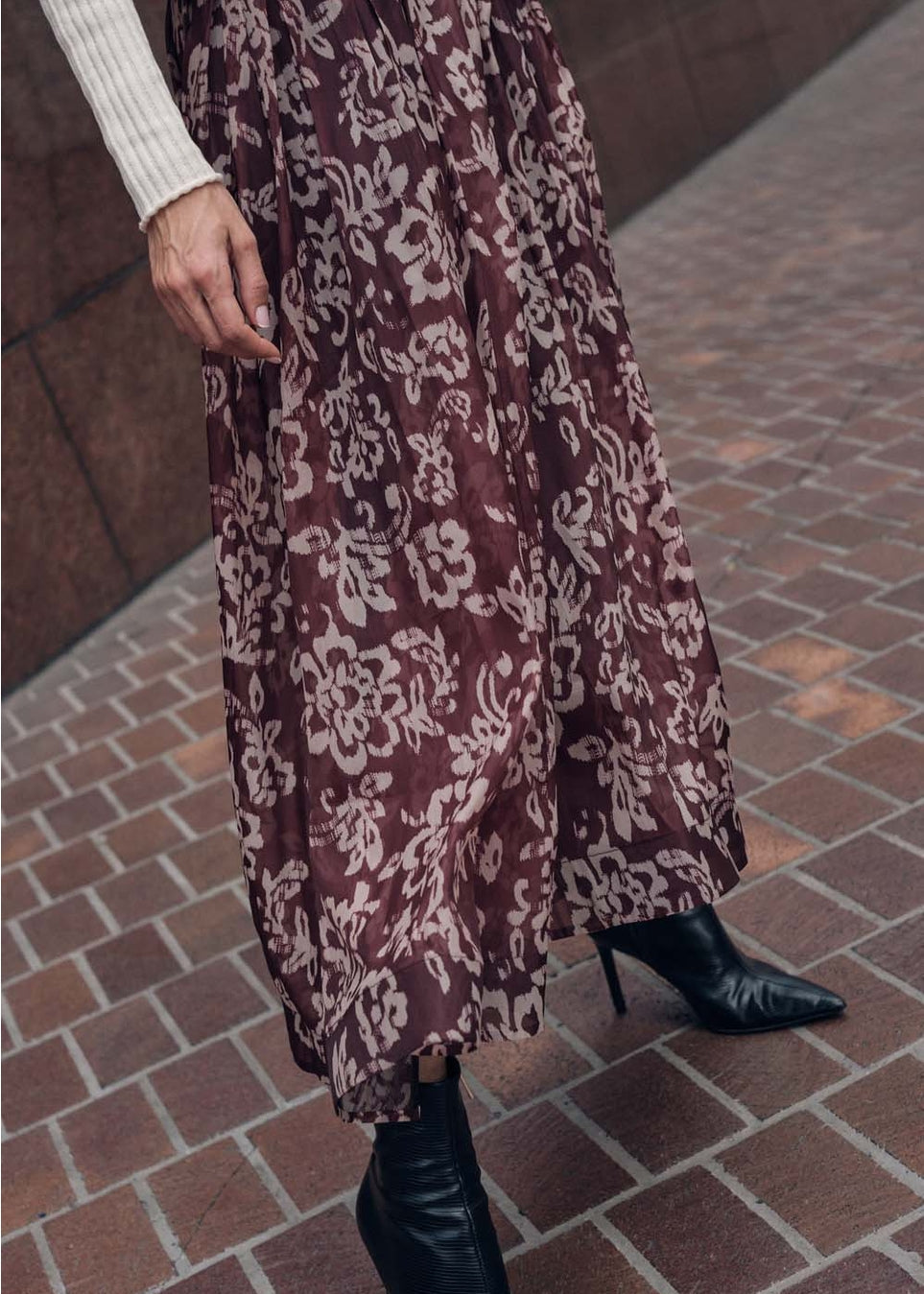 Floral Organza Pleated Circle Midi Skirt