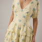Puff Short Sleeve V-Neck Tiered Dress