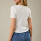 Crew Neck Short Sleeve Fish Beads Rib T-Shirt