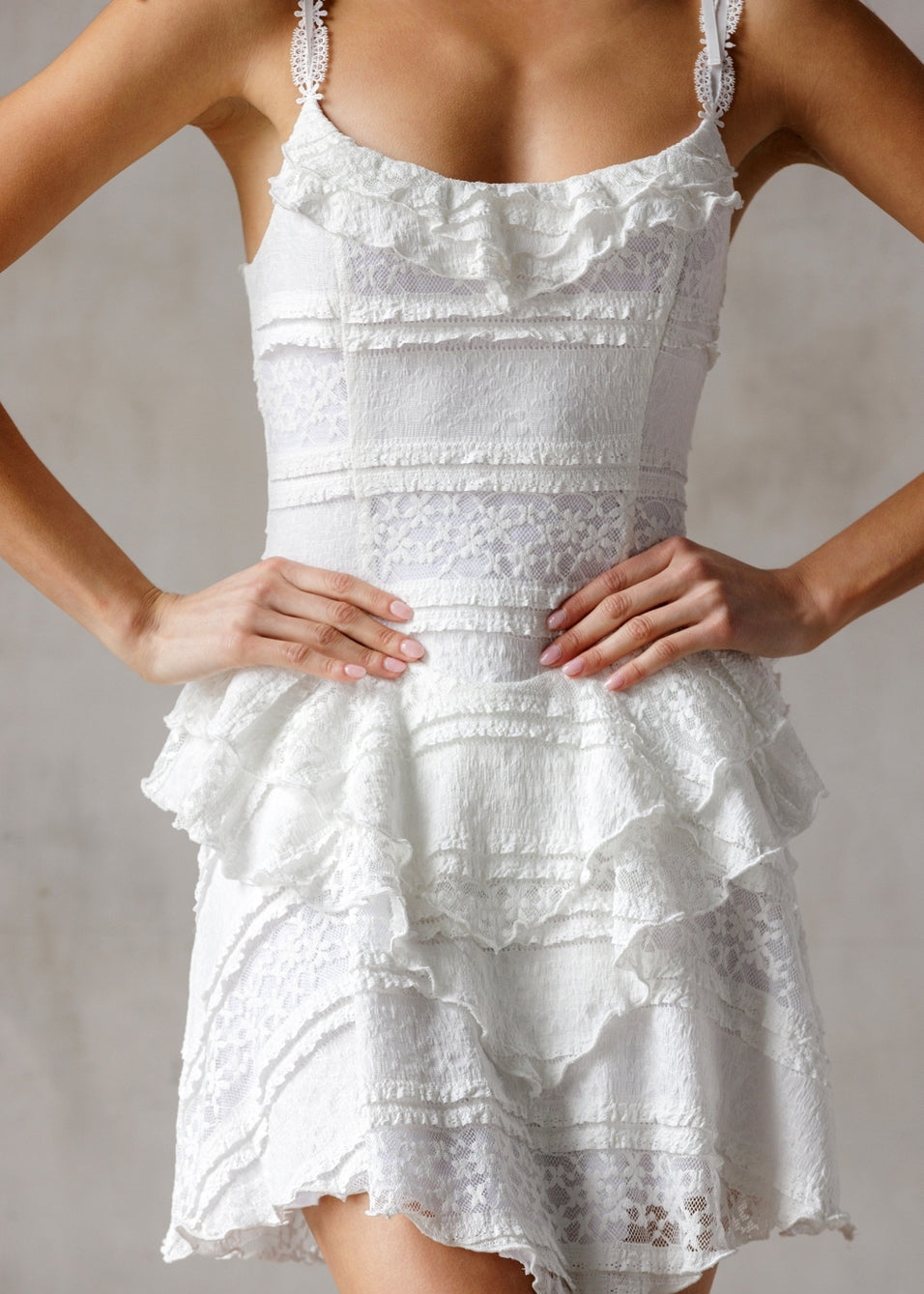 White Ruffle Mini Dress