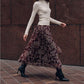 Floral Organza Pleated Circle Midi Skirt