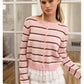 Pink Striped Button Up Cardigan