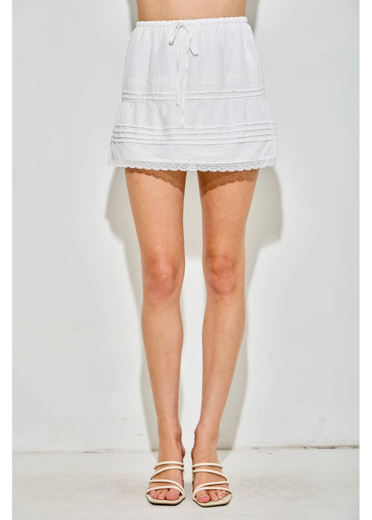 Lace and Pintuck Detail Skirt