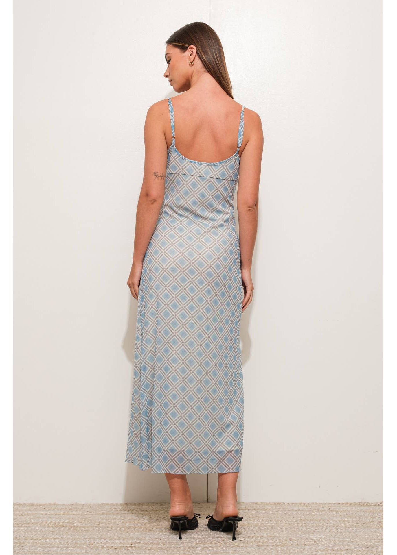 Plaid Print Maxi Slip Dress