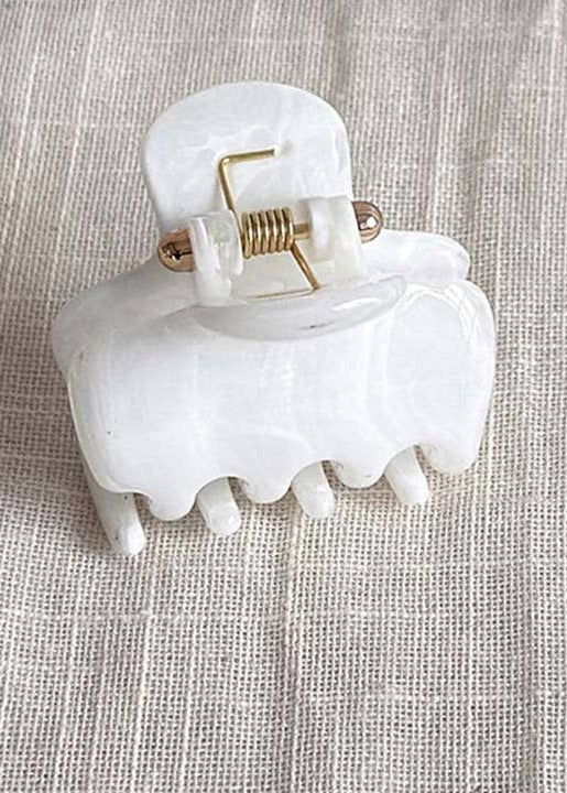 White Marble Mini Hair Claw