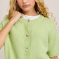 Short Sleeve Sweater Cardigan in Light Green