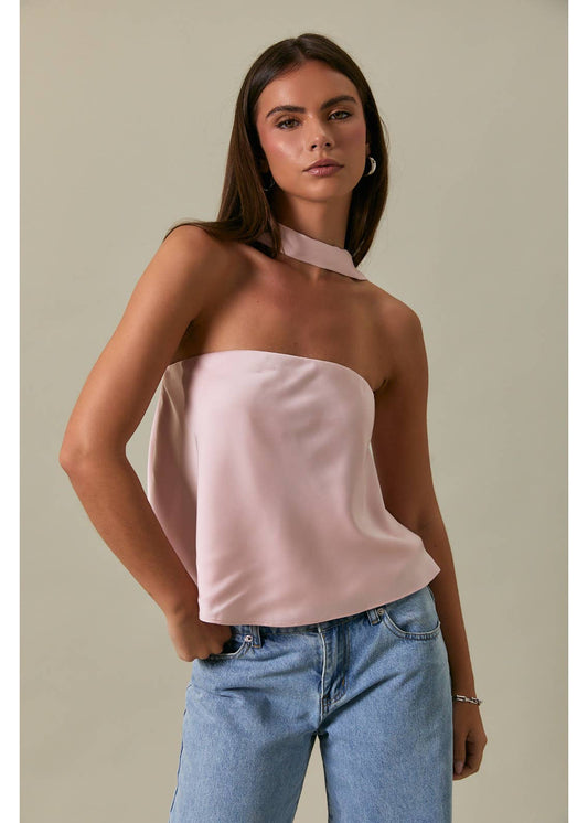 Strapless Scarf Satin Top